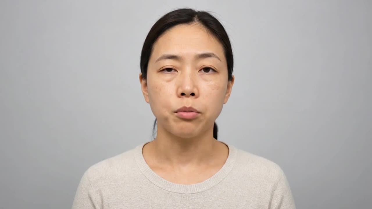 Mei Chen — Middle-aged East Asian woman, facial asymmetry